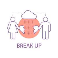 Couple break up concept icon. Relationships breakdown idea thin line illustration. Vector isolated outline drawing