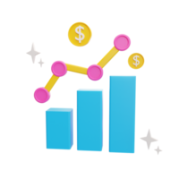 illustrazione di affari di analisi di mercato 3d png