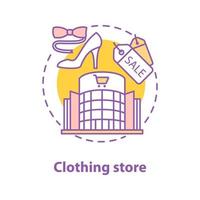 Clothing store concept icon. Shopping center idea thin line illustration. Doing purchases. Vector isolated outline drawing