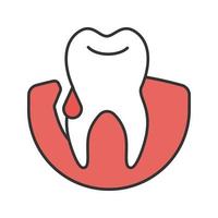 Gum bleeding color icon. Gingivitis. Isolated vector illustration