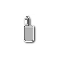 E-cigarette patch. Vaporizer. Vape box mod. Color sticker. Vector isolated illustration
