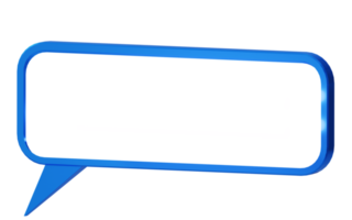 moderno banner brilhante azul 3d com bloco de texto neon. conceito de comunicação. renderização 3D. isolado em fundo escuro png