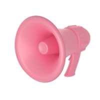 Cartoon pink  loudspeaker 3D realistic icon. Marketing time concept. Illustration on a uniform white background png