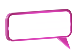 moderne 3d roze glanzende banner met neon tekstblok. communicatieconcept. 3D render. geïsoleerd op donkere achtergrond png