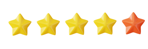 cinco estrellas seguidas. color amarillo brillante. concepto de retroalimentación de calificación del cliente del cliente sobre el empleado del sitio web. procesamiento 3d abstracto.