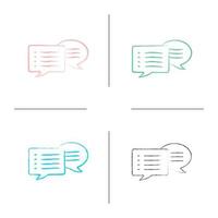 Speech bubbles hand drawn icons set. Chatting. Forum. Color brush stroke. Isolated vector sketchy illustrations