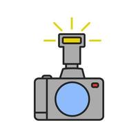Professional photo camera color icon. Isolated vector illustration
