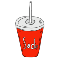 dessin animé coloré doodle soda dans une tasse en plastique png