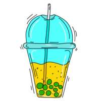 smoothie de desenho animado colorido em um copo de plástico png