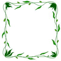 Hand drawn doodle color frame with plants and flowers png