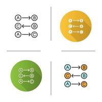 Logic maths icon. Logical rules. Thinking process. Flat design, linear and color styles. Isolated vector illustrations