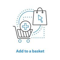 Add to basket concept icon. Digital purchase. Online shopping idea thin line illustration. Vector isolated outline drawing