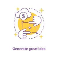 Generating business idea concept icon. Perspective idea thin line illustration. Creativity. Vector isolated outline drawing