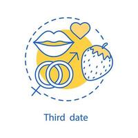 Third date concept icon. Passion idea thin line illustration. Romantic relationship. Vector isolated outline drawing