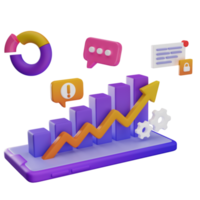 3D Business Analysis Chart PNG Illustration