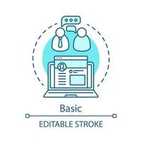 Basic concept icon. Digital marketing tool subscription tariff idea thin line illustration. Digital technology. Customer database. Vector isolated outline drawing. Display advertising. Editable stroke