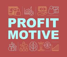 Profit motive word concepts banner. Achievement. Business success. Finance management. Goal achieving. Isolated lettering typography idea with linear icons. Vector outline illustration
