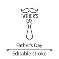 Fathers Day linear icon. Thin line illustration. Mustache and tie greeting card. Contour symbol. Vector isolated outline drawing. Editable stroke