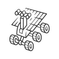 Space robot linear icon. Moon rover. Moonwalker. Apparatus for studying planets surface. Space exploration. Thin line illustration. Contour symbol. Vector isolated outline drawing. Editable stroke