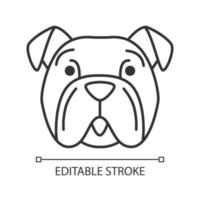 Bulldog cute kawaii linear character. Thin line icon. Dog with hushed muzzle. Funny domestic doggie. Happy animal with open mouth. Vector isolated outline illustration. Editable stroke