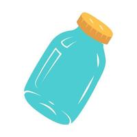 Glass jar flat design long shadow color icon. Zero waste swap. Food conservation. Homemade jam, marmalade, honey storage. Empty canning jar. Preserve glassware. Vector silhouette illustration