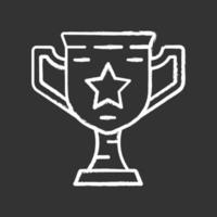 Gamer winning cup chalk icon. Virtual video game prize, award, reward. Esports championship. Champion, winner trophy. Cybersport competition. Isolated chalkboard illustration vector