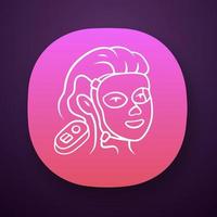 Therapy facial mask app icon. Beauty device for home use. LED light therapy. Cosmetology instrument. Acne removal. UI UX user interface. Web or mobile application. Vector isolated illustration