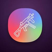 HK UMP weapon app icon. Virtual video game firearm, gun. Shooter game rifle. Cybersport sniper military inventory. UI UX user interface. Web or mobile application. Vector isolated illustration