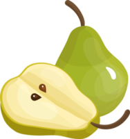 Green whole pear and a half. png