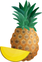 Ripe pineapple with half. png
