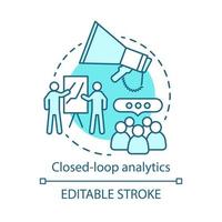 Closed-loop analytics concept icon. Customer lifecycle idea thin line illustration. Sales and business management. CRM system. Marketing alignment. Vector isolated outline drawing. Editable stroke