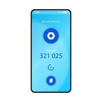 2F authenticator smartphone interface vector template. Mobile security app page blue design layout. Multi factor authentication screen. Flat UI for application. Device protection. Phone display