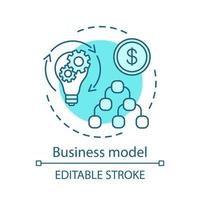 Business model concept icon. Company successful operation. Enterprise management structure. Workflow. Business process idea thin line illustration. Vector isolated outline drawing. Editable stroke