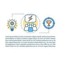 Startup team article page vector template. Successful teamwork. Brochure, magazine, booklet design element with linear icons and text boxes. Print design. Concept illustrations with text space