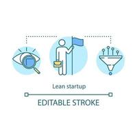 Lean startup concept icon. Cautious manager. Project management. Market research and product launch. Start business idea thin line illustration. Vector isolated outline drawing. Editable stroke