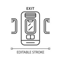 Emergency exit linear icon. Thin line illustration. Contour symbol. Vector isolated outline drawing. Editable stroke