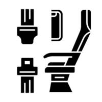Seat belt glyph icon. Airplane safe seating. Plane safeness. Safety measures. Aviation service. Aircraft travel. Journey amenity. Silhouette symbol. Negative space. Vector isolated illustration