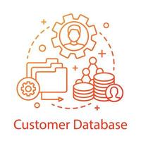 Customer database concept icon. Commercial information idea thin line illustration. CRM software. Customer relationship management. Client identity. Vector isolated outline drawing