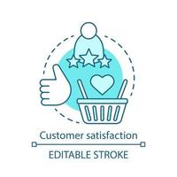 Customer satisfaction concept icon. Pleased client idea thin line illustration. High rating. Great deal. Positive feedback. CRM system. Vector isolated outline drawing. Editable stroke