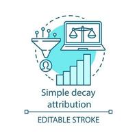 Simply decay attribution blue concept icon. Attribution modeling type idea thin line illustration. Multi-touch analyze. Conversion model. Vector isolated outline drawing. Editable stroke