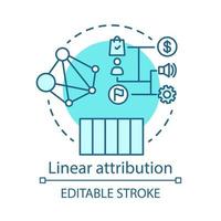 Linear attribution blue concept icon. Multi-touch attribution model idea thin line illustration. Attribution modeling type. Marketing campaign analyze. Vector isolated outline drawing. Editable stroke