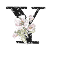 llustration of letters decorated with a bouquet of peonies png