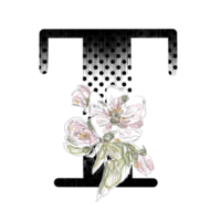 illustration de lettres décorées d'un bouquet de pivoines png