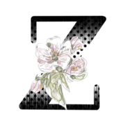 illustration de lettres décorées d'un bouquet de pivoines png