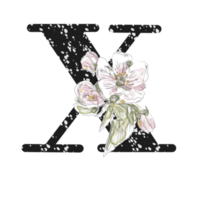 Illustration of letters decorated with a bouquet of peonies png