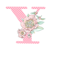 illustration de lettres décorées d'un bouquet de pivoines png