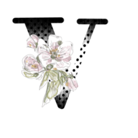 llustration of letters decorated with a bouquet of peonies png