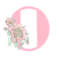 Illustration of letters decorated with a bouquet of peonies png