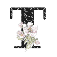 illustration de lettres ornées d'un bouquet de pivoines png