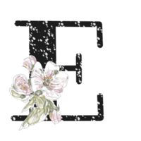 Illustration of letters decorated with a bouquet of peonies png